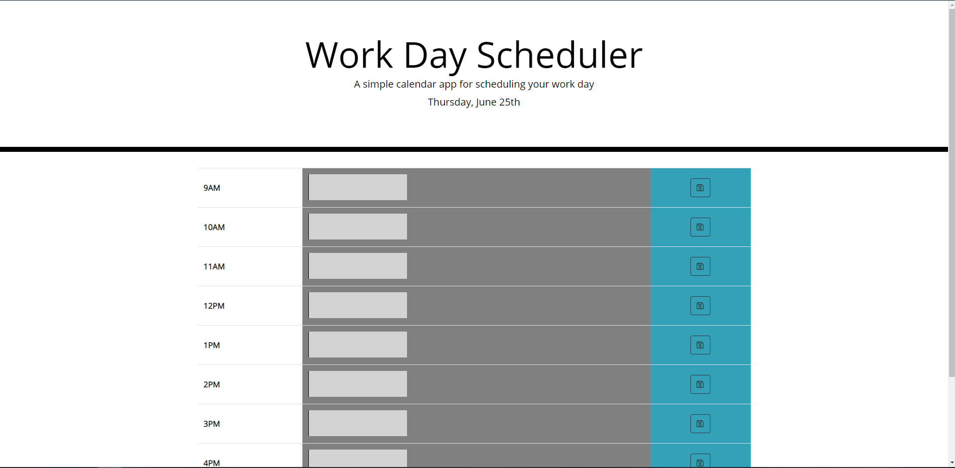 work day scheduler